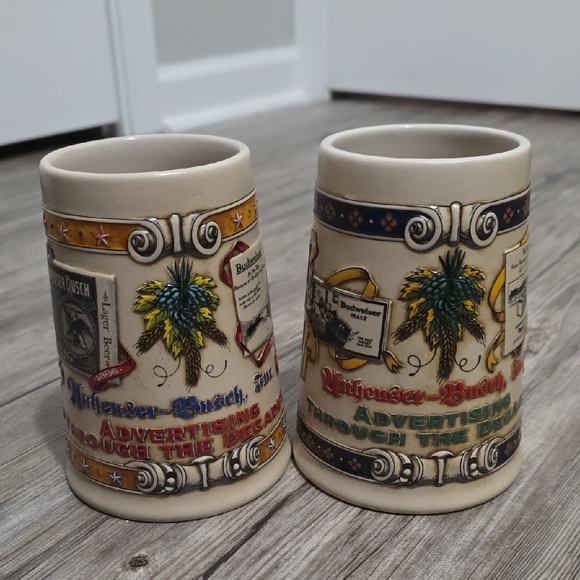Budweiser Other - Budweiser Vintage Advertising Steins with Colorful Designs